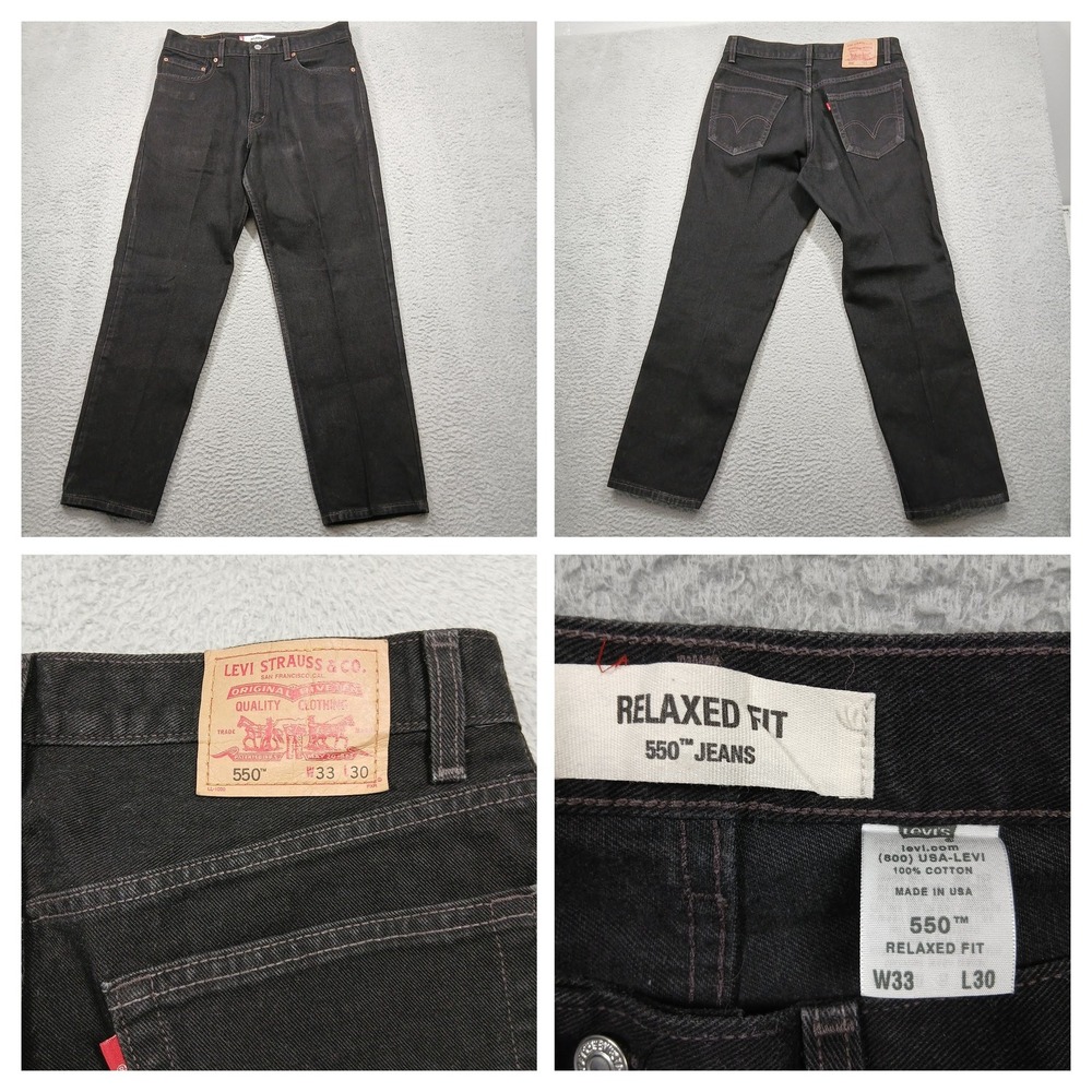 Levi's 550 Relaxed Fit Jeans Mens 33x30 Black‎ Denim Made in USA